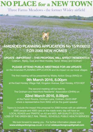 Wisley New Town public meetings Mar 2016