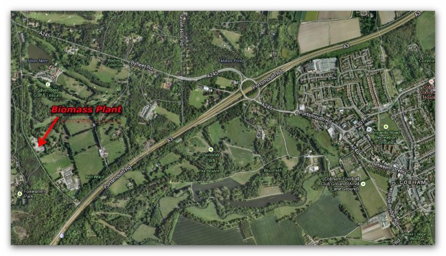 Map showing location of Redhill Rd Biomass Plant
